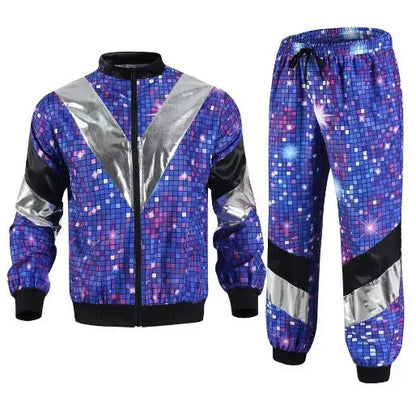 Women's Men's Costume 80s 90s Suit Party Accessories Disco Jacket Trousers  Outfit Women's Men's Costume Tracksuit for Carnival