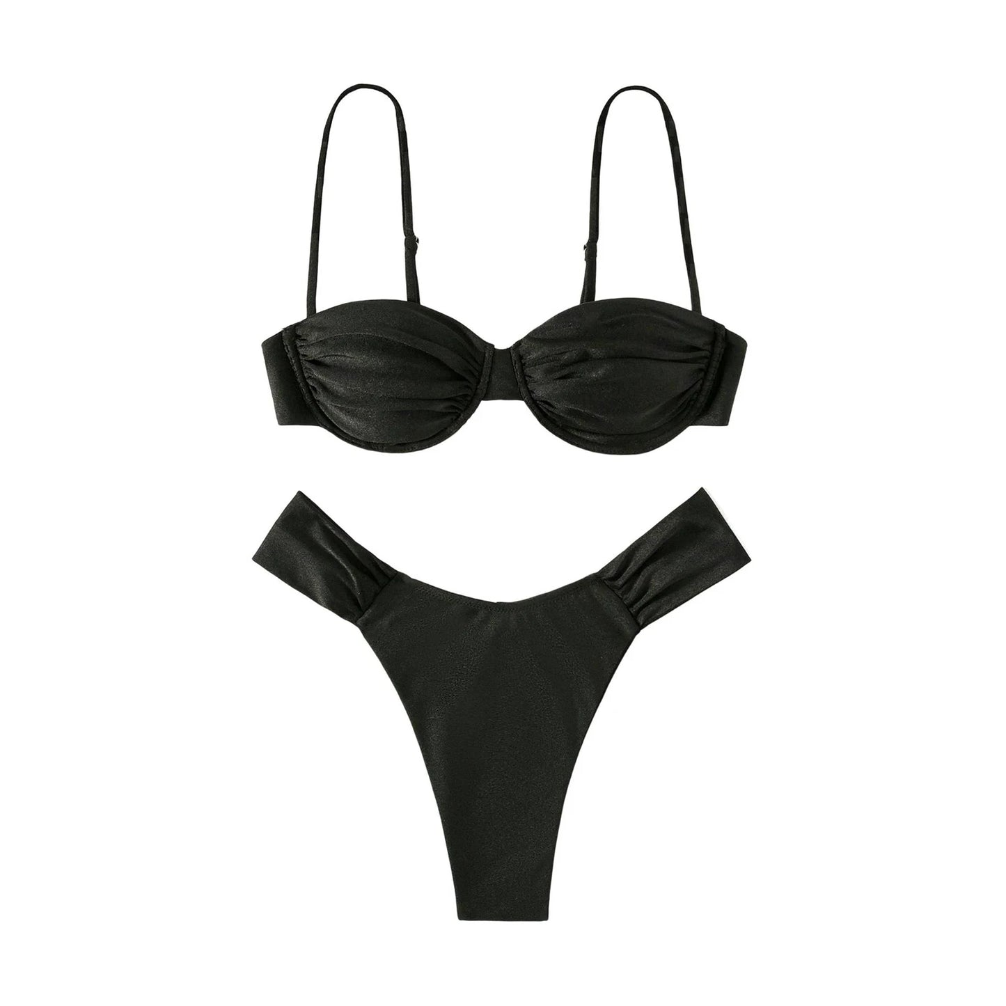 New Hot Sale Sexy Women Push-up Padded Bra Bikini Set Pleated Swimsuit Swimwear Swimming Beach Bathing Costume Bikini Set