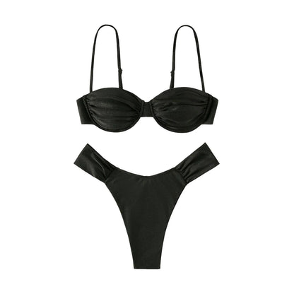 New Hot Sale Sexy Women Push-up Padded Bra Bikini Set Pleated Swimsuit Swimwear Swimming Beach Bathing Costume Bikini Set