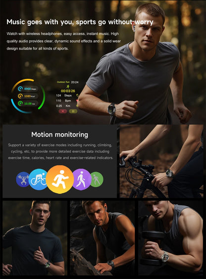 NFC Smart Watch Wireless Earphone 2 in1 Bluetooth Call Men Smart Watches Heart Rate Monitor Music Playing Headphones Smartwatch
