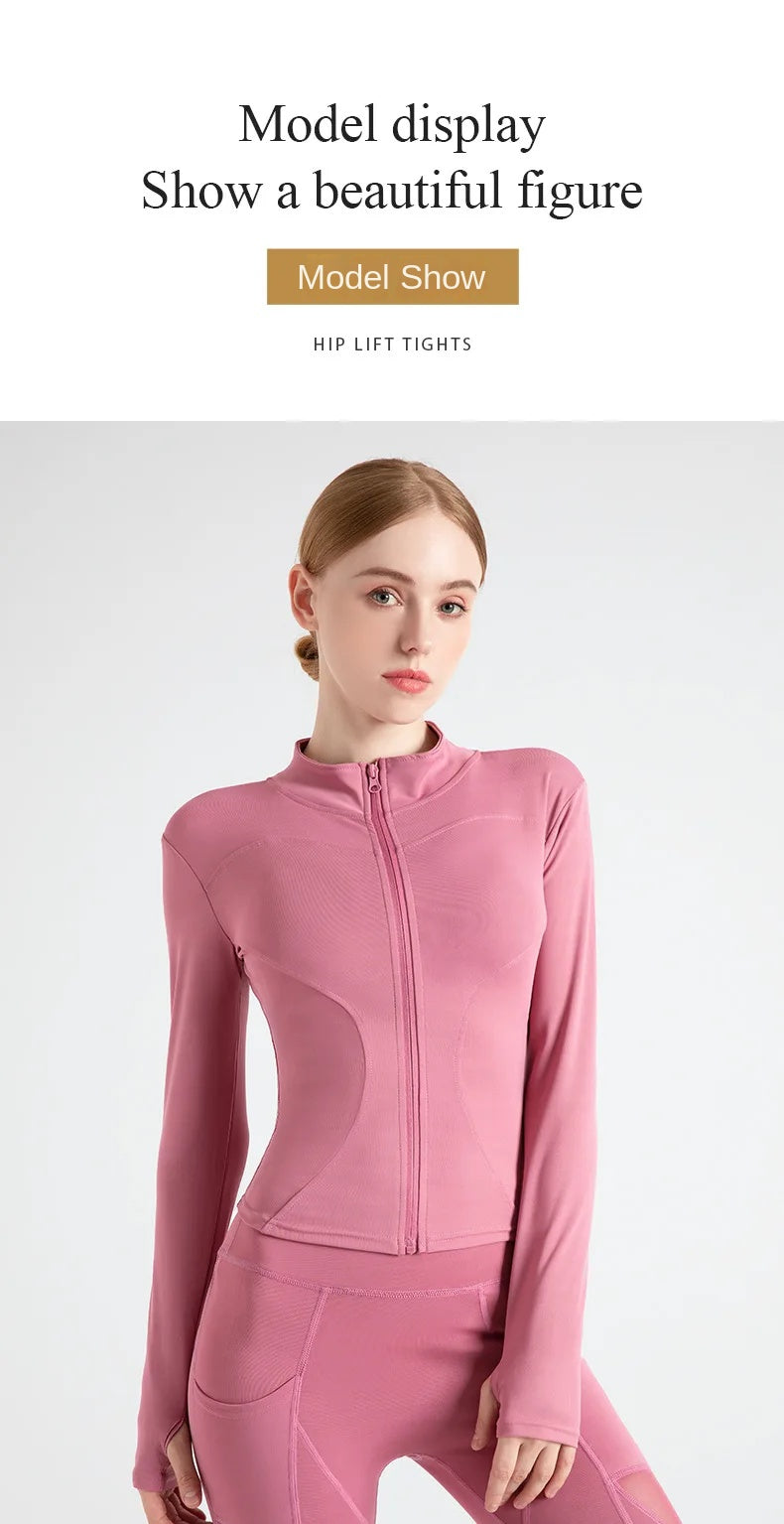Jackets for Women Fit Coat Women Women Jacket Zippers Casual Wear Long Sleeve Tight Yoga Clothing Slimming Yoga Sports Jacket
